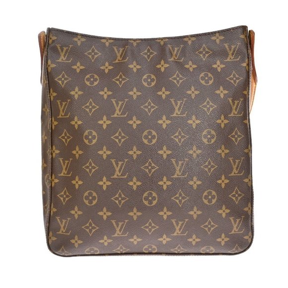 LOUIS VUITTON Logo Looping GM Shoulder Bag Monogram Leather Brown - Picture 6 of 15